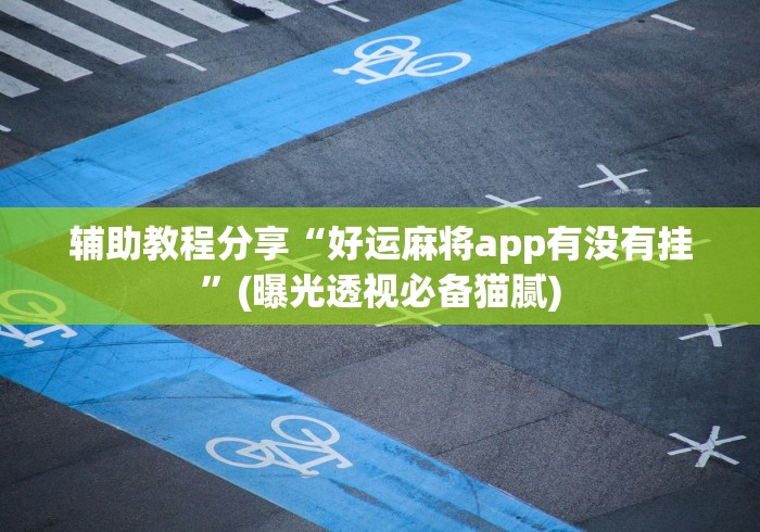 辅助教程分享“好运麻将app有没有挂”(曝光透视必备猫腻)