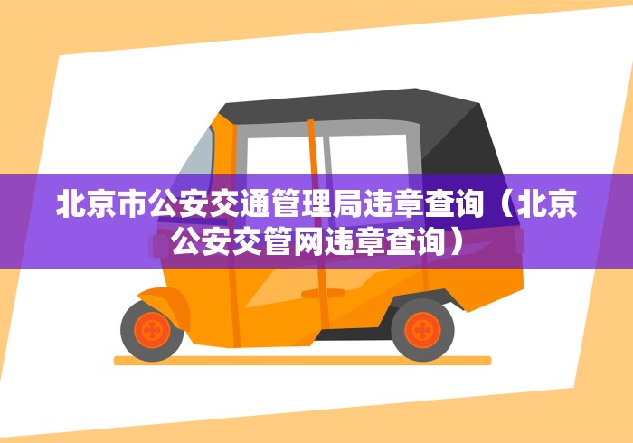 北京市公安交通管理局违章查询（北京公安交管网违章查询）