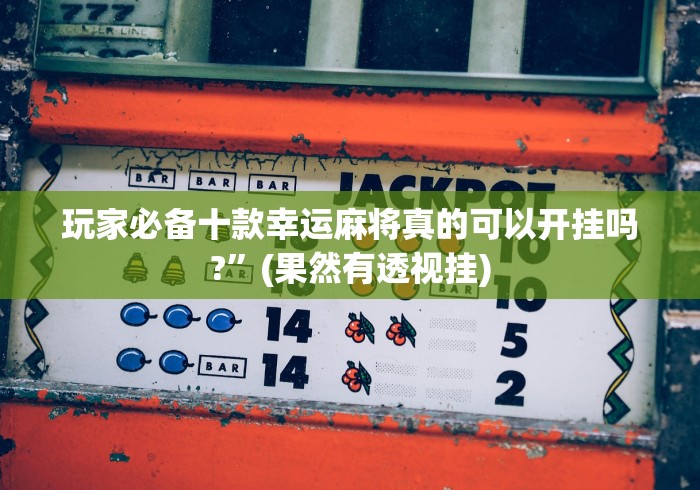 玩家必备十款幸运麻将真的可以开挂吗?”(果然有透视挂)